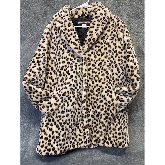 Tudor Court Vintage Animal Print Fleece Coat Women's Size XL - Picture 2 of 9